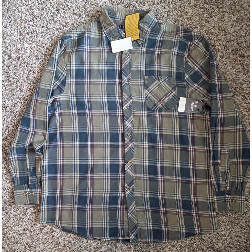 National Outfitters (NWT) Men's Cotton Flannel Shirt Size L Plaid Blue Brown